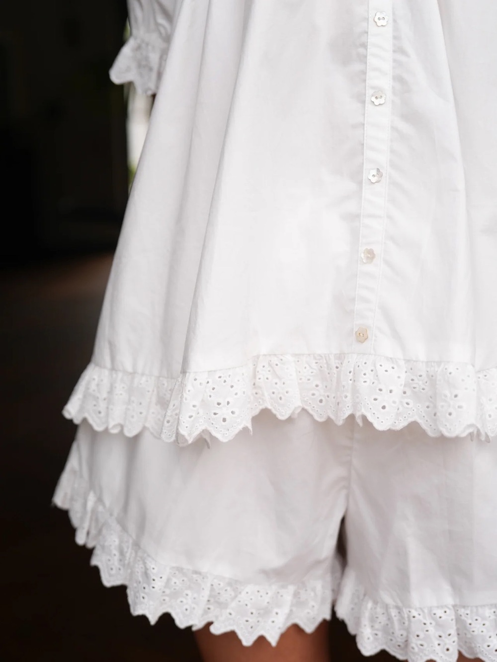 NWT Darling Loungewear The Flounce Set - White Eyelet L - Picture 5 of 11